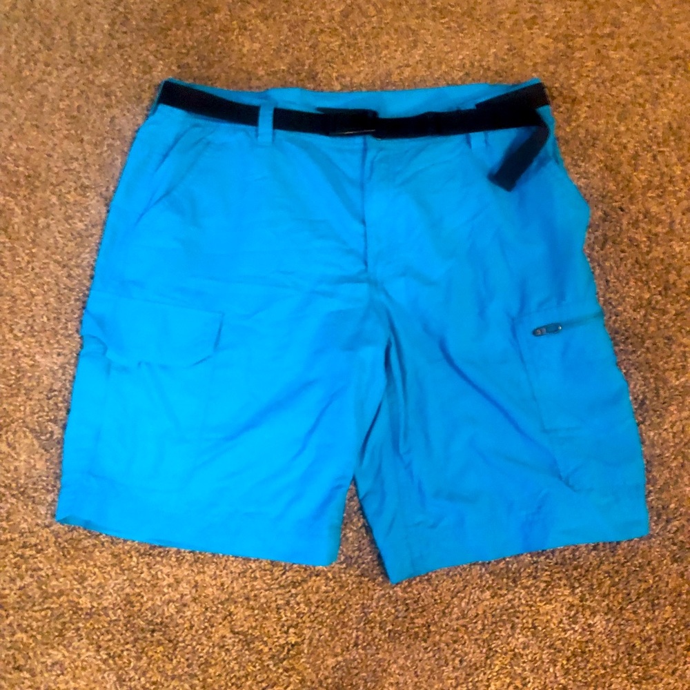Bass Belted Quick Drying Fishing Shorts- Blue- Large